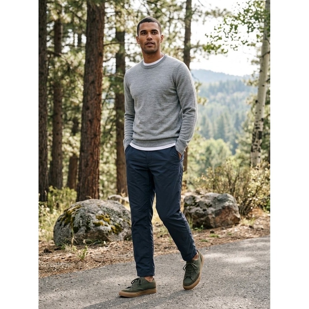 Snow Peak Home Camp Pants Mens Medium Navy Blue Cotton Nylon Hiking Trousers